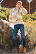 Lade das Bild in den Galerie-Viewer, Apricotfarbener Ombre-Cardigan mit Knopfleiste und Puffärmeln
