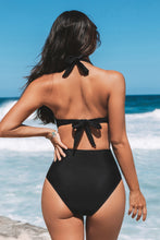 Lade das Bild in den Galerie-Viewer, Schwarzer Mittlerer Halt Neckholder-Monokini-Badeanzug
