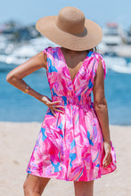 Lade das Bild in den Galerie-Viewer, Ärmelloses Gesmokte Taille Mini-Wickelkleid
