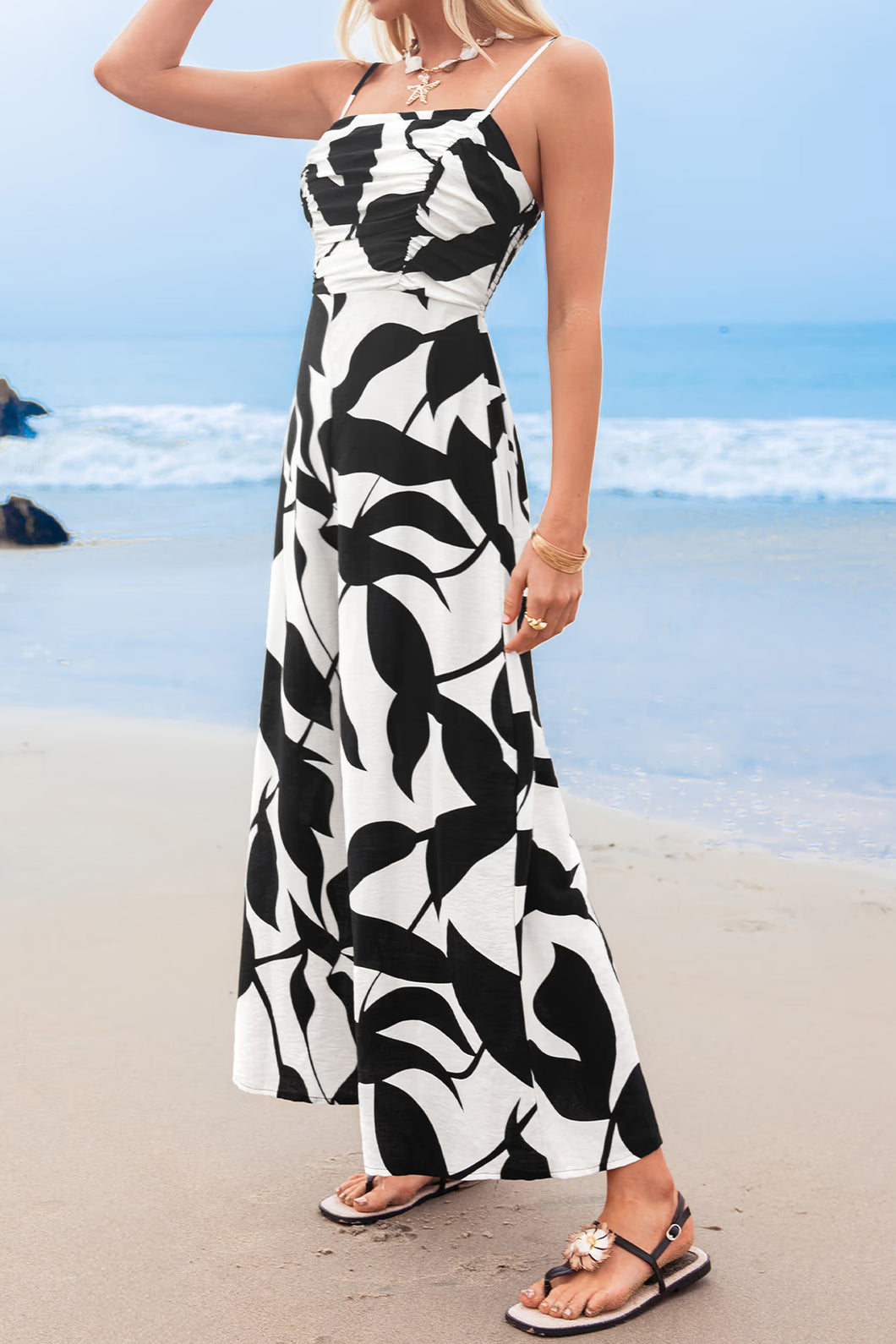 Abstrakter Quadratischer Ausschnitt Jumpsuit