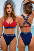 Lade das Bild in den Galerie-Viewer, Colorblock Breite Träger Bikini-Set
