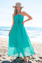 Lade das Bild in den Galerie-Viewer, Aqua Ärmelloses Tiefer Ausschnitt Maxikleid
