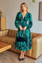 Lade das Bild in den Galerie-Viewer, Abstraktes Tiefer Ausschnitt Lang?rmeliges Midikleid
