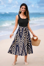Lade das Bild in den Galerie-Viewer, Abstraktes Ärmelloses Midikleid mit Bindegürtel
