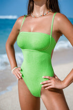 Lade das Bild in den Galerie-Viewer, Mittlerer Halt Verstellbare Träger Grüner Badeanzug

