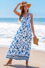 Lade das Bild in den Galerie-Viewer, Ärmelloses Maxikleid mit Blumenmuster
