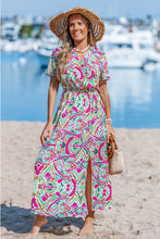 Lade das Bild in den Galerie-Viewer, Abstraktes Maxi-Wickelkleid mit Seitenschlitz
