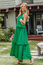 Lade das Bild in den Galerie-Viewer, Ärmelloses Hoher Ausschnitt Maxikleid in Grün
