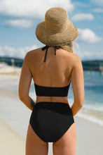 Lade das Bild in den Galerie-Viewer, Schwarzes High-Waist Neckholder-Bikini-Set
