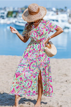 Lade das Bild in den Galerie-Viewer, Abstraktes Maxi-Wickelkleid mit Seitenschlitz
