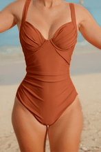Lade das Bild in den Galerie-Viewer, Rostfarbener Bügel-Badeanzug mit Sweetheart-Ausschnitt
