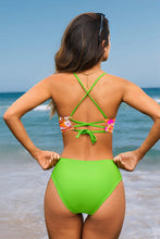 Lade das Bild in den Galerie-Viewer, Paisley Mid-Waist Bikini-Set mit gekreuzten Trägern
