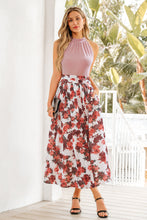 Lade das Bild in den Galerie-Viewer, Ärmelloses Blumiges Hoher Ausschnitt Midikleid
