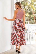Lade das Bild in den Galerie-Viewer, Ärmelloses Blumiges Hoher Ausschnitt Midikleid
