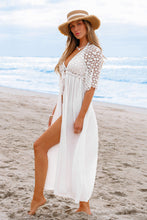 Lade das Bild in den Galerie-Viewer, Weißer Strandkimono mit Spitzendetails
