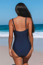 Lade das Bild in den Galerie-Viewer, Langer Torso Marineblauer Badeanzug mit Mesh-Einsatz
