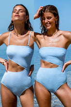 Lade das Bild in den Galerie-Viewer, Seersucker-Badeanzug mit Nadelstreifen und Cutout
