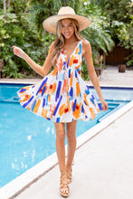 Lade das Bild in den Galerie-Viewer, Abstraktes  ärmelloses Minikleid mit tiefem Ausschnitt
