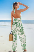 Lade das Bild in den Galerie-Viewer, Ärmelloser Neckholder-Jumpsuit mit Blumenmuster
