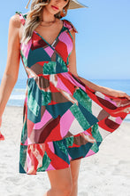 Lade das Bild in den Galerie-Viewer, Abstraktes Ärmelloses Mini-Wickelkleid mit Reißverschluss hinten
