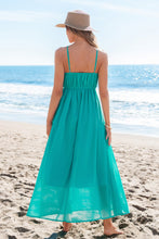 Lade das Bild in den Galerie-Viewer, Aqua Ärmelloses Tiefer Ausschnitt Maxikleid
