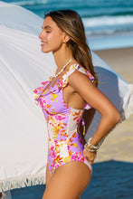Lade das Bild in den Galerie-Viewer, Geblümter Badeanzug mit Schnürverschluss am Rücken

