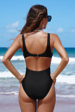 Lade das Bild in den Galerie-Viewer, Schwarzer Monokini-Badeanzug mit klassischer Bedeckung
