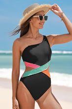 Lade das Bild in den Galerie-Viewer, Colorblock Breiter Träger Monokini-Badeanzug
