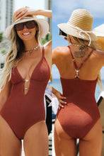 Lade das Bild in den Galerie-Viewer, Tiefer Ausschnitt Badeanzug mit Zierperlen
