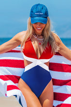 Lade das Bild in den Galerie-Viewer, Colorblock Monokini-Badeanzug mit Rückenschließe
