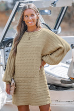 Lade das Bild in den Galerie-Viewer, Aprikose Mini-Rundhals-Pulloverkleid aus Kabelstrick
