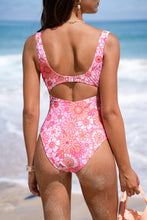 Lade das Bild in den Galerie-Viewer, Retro Pink Breite Träger Badeanzug
