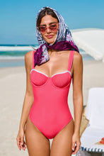 Lade das Bild in den Galerie-Viewer, Neonpinker Breite Tr?ger Bügel-Badeanzug
