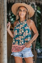 Lade das Bild in den Galerie-Viewer, ?rmelloses Hoher Ausschnitt Top mit Blumenmuster
