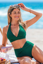 Lade das Bild in den Galerie-Viewer, Grünes Leichter Brusthalt Neckholder-Bikini-Set
