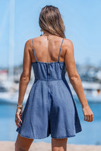 Lade das Bild in den Galerie-Viewer, Ärmelloser V-Ausschnitt Denim-Strampler
