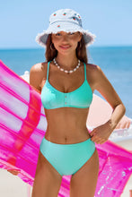 Lade das Bild in den Galerie-Viewer, Aqua Mid-Waist Bikini-Set mit geschnürtem Rücken
