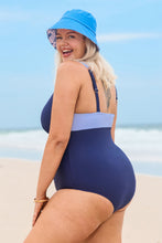 Lade das Bild in den Galerie-Viewer, Große Größen Badeanzug in Blau mit abnehmbaren Softcups
