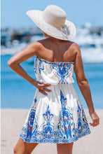 Lade das Bild in den Galerie-Viewer, Ärmelloses Blaues Mini-Bandeaukleid
