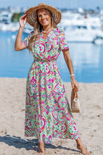 Lade das Bild in den Galerie-Viewer, Abstraktes Maxi-Wickelkleid mit Seitenschlitz
