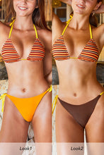 Lade das Bild in den Galerie-Viewer, Gestreiftes Low Waist Neckholder-Wendebikini-Set

