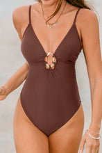Lade das Bild in den Galerie-Viewer, Brauner Tiefer Ausschnitt Badeanzug
